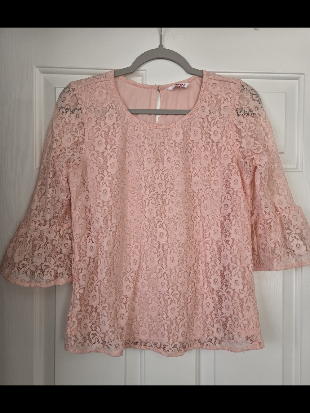 Lace Bell-Sleeve Top - Pink